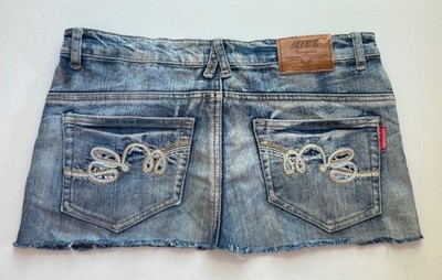 Y2K mini denim skirt, Blau/Grau, Länge: 26cm, Breite: 39 cm   