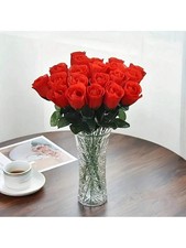30pcs Artificial Red Rose Flowers Silk Fake Roses Wedding Bouquet Decor