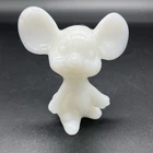 Vtg Fenton Glass White Opaline Field Mouse Iridescent Figurine