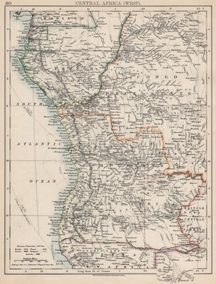 KOLONIALES ZENTRALAFRIKA. Französisch Kongo Freistaat Portugiesisch West Af.  Karte 1903