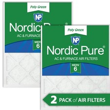 12x12x1 MERV 6 Poly Green AC Furnace Air Filter 2 Pack - Captures Dust/Pollen