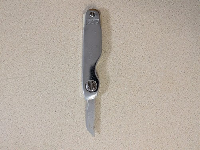 #ad Vtg STANLEY TOOLS Chrome Utility Knife 10 049 w 21 040 Blade Pocket Box Cutter $19.97
