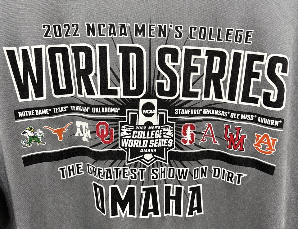 SPORT-TEK 2022 NCAA Men's College World Series Omaha Baseball Shirt Adult Medium - Image 2 of 4