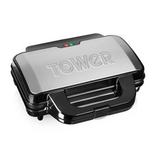 Image of Tower T27013 Deep Fill Sandwich Maker with Extra Deep, Non-Stick Silver/Black