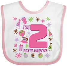 Inktastic I'm Two, Let's Party - 2nd Birthday Baby Bib Girl Boy Party Second 2