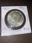 1965 40% Silver Kennedy Half. $10