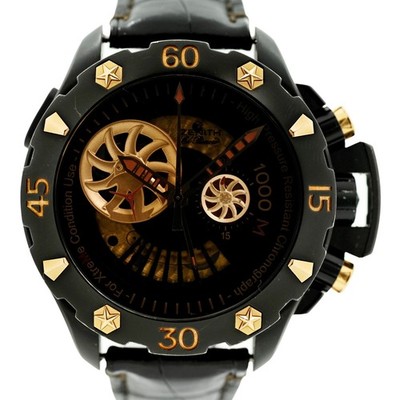 Zenith Men's 46mm El Primero Defy Xtreme Black/Gold Watch! Ref: 96.0528.4021!