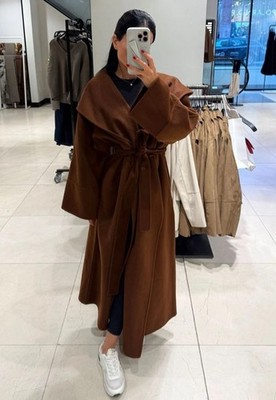 ZARA LONG BELTED COAT WITH WOOL ZW LIMITED EDITION BROWN FW25/26 Size S 7522/253