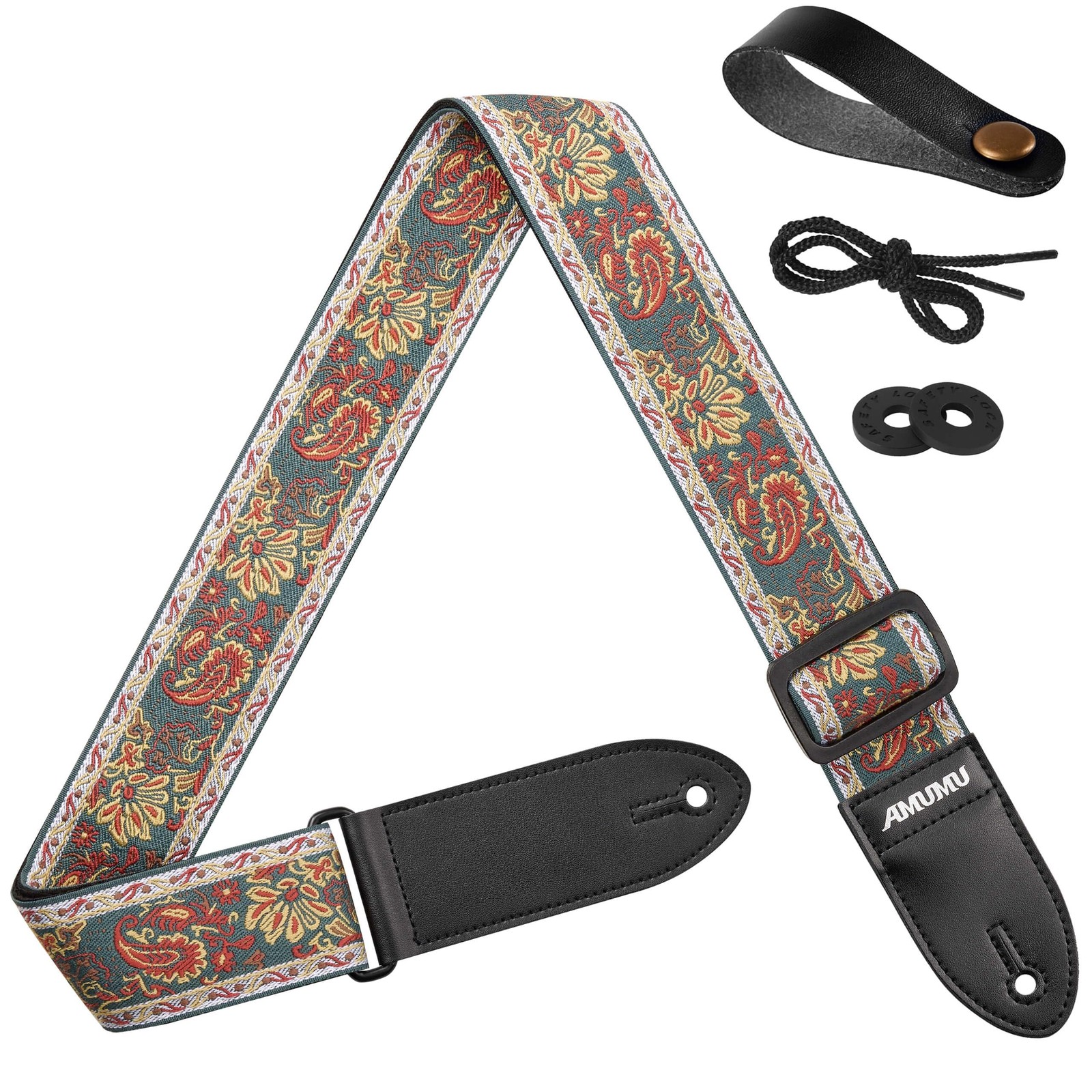 Sangle guitare vintage en jacquard tissé main pour guitare électrique