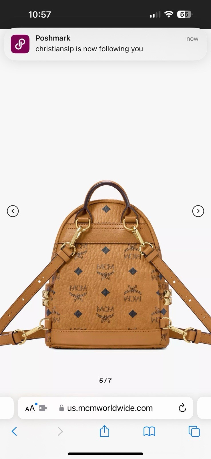MCM Mini Backpack Brown/Black Authentic - image 5