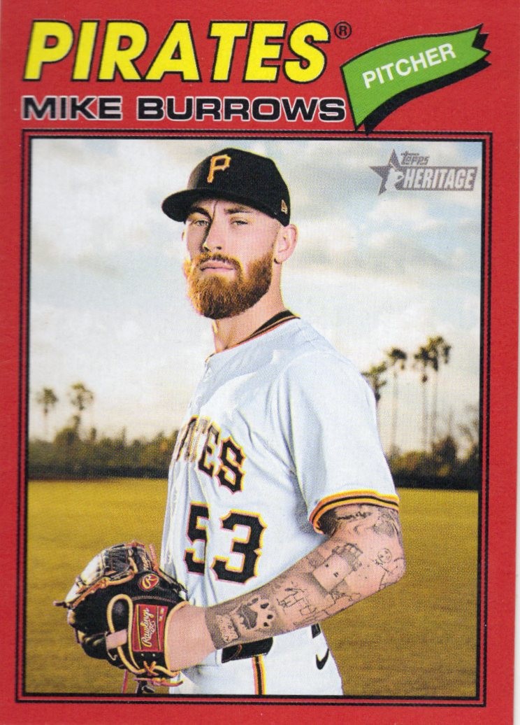 2026 Topps Heritage - Mike Burrows #96 Red Border Pittsburgh Pirates