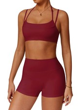 Piece Workout Sets For Women Sleeveless Backless Sport Bra Matching High Wais...