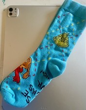 McDonald's Dr. Seuss Grinch Blue Crew Socks, One Size Cotton Blend Unisex