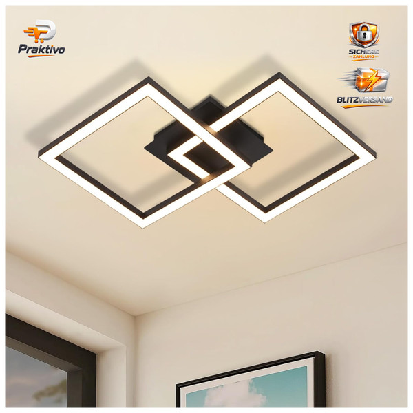 Deckenlampe LED 24W Schwarz 3000K Deckenleuchte FüR KüChe Wohnzimmer-image