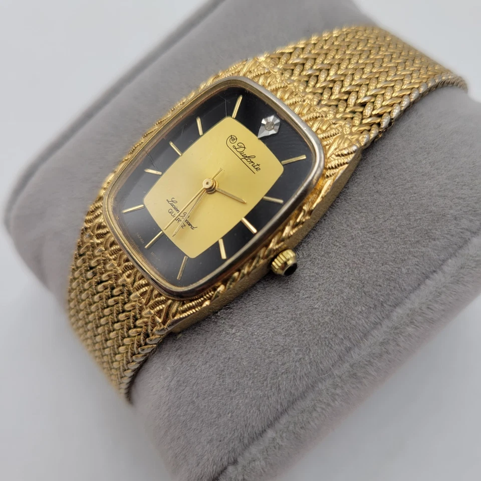 Dufonte by Lucien Picard Quartz Bracelet Watch Diamond Marker Adjustable Gold - Image 3 of 4