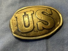 Antique Civil War Authentic Leather Belt With Brass Belt Buckle  1861-1865