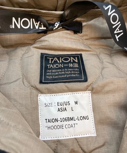 TAION Military Hooded Down Coat Men's Size L Black/Gray NWT image 4