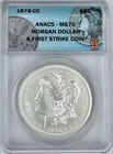 2023 Fiji $1 1878-CC Morgan Silver Dollar ANACS MS 70 First Strike 1 oz .999