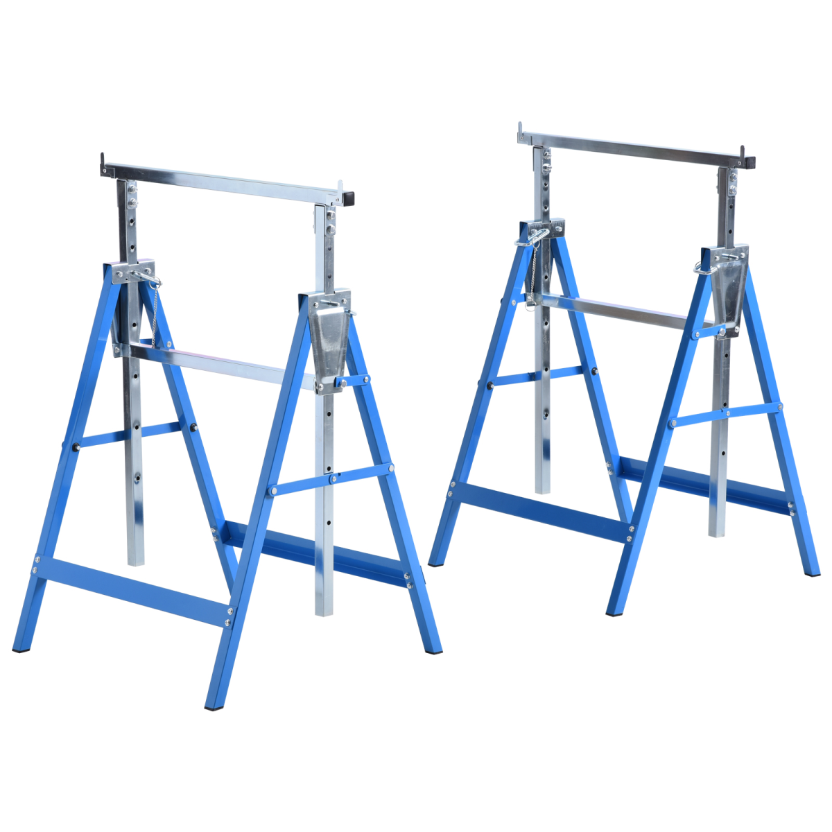 Rackhams Blue Set Of 2 Steel Saw Horses Telescopic Builders Work Bench - Image 3