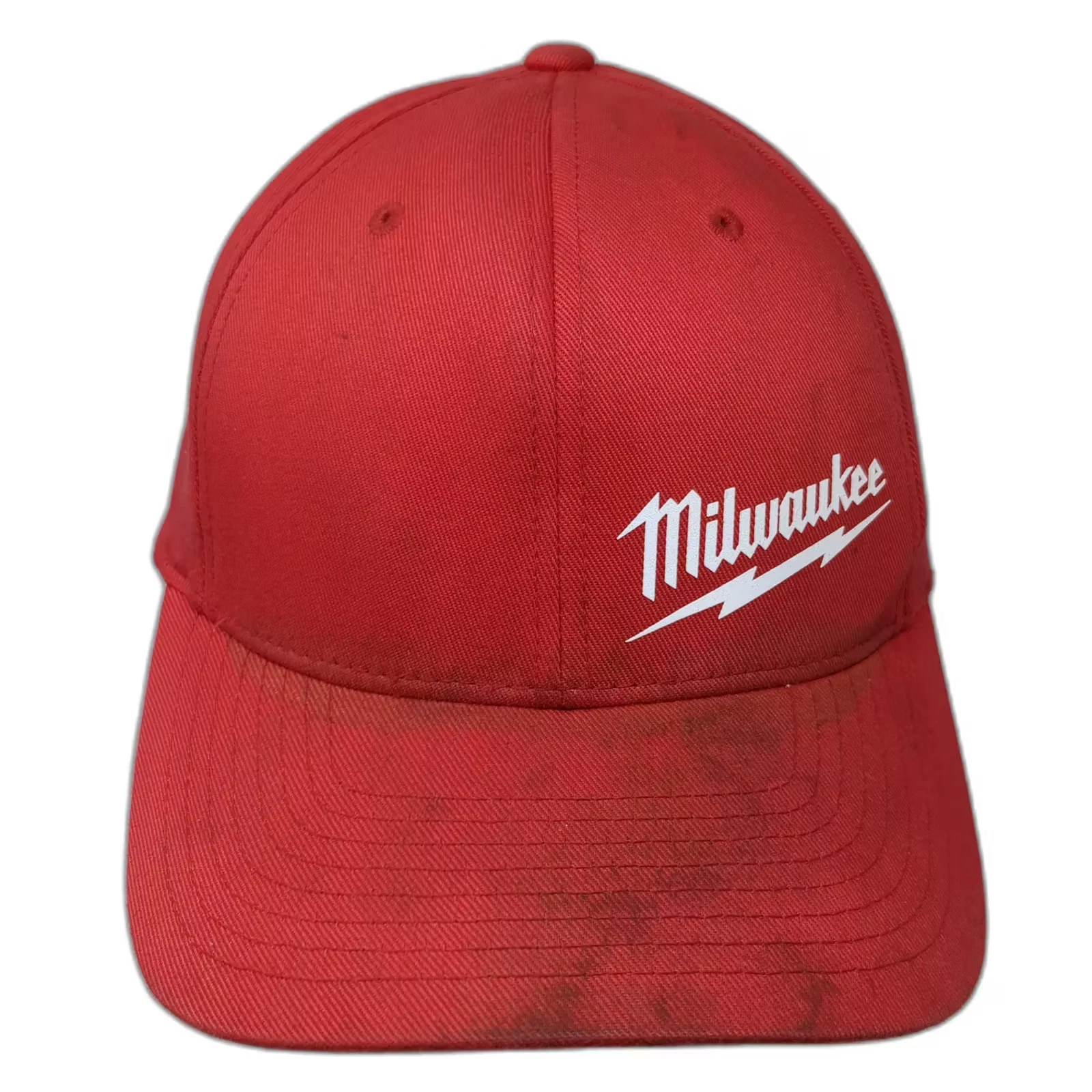 Milwaukee Baseball Cap Red XL Flexfit Embroidered Logo Curved Brim Work Tool Hat