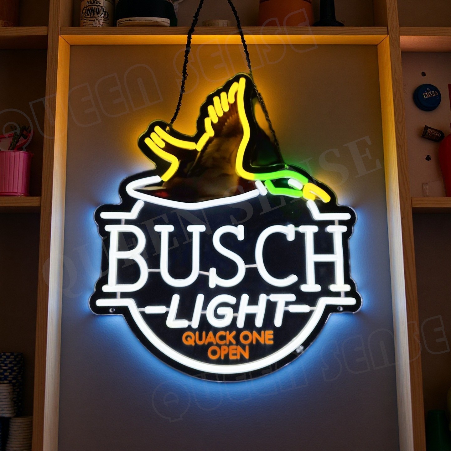 16''x14'' Flying Duck Quack One Open Beer LED Neon Sign With Dimmer USB Powered 