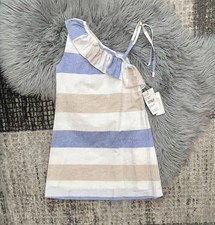 Childrenchic Girls White Cabana Stripes Linen Dress Size 12Y NWT MSRP 85 