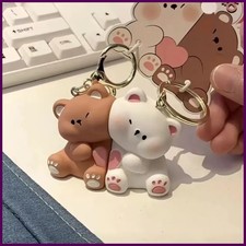 1Pair Cute Resin Bear Couple Magnetic Keychain Cartoon Animal Doll Bag