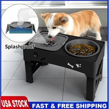 Elevated Slow Feeder Dog Bowls with No Spill Dog Water Bowl For Different Height