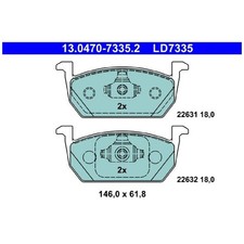 ATE Bremsbelagsatz Bremsklötze vorne LD7335 2Q0698151E 2Q0698151G | 809780