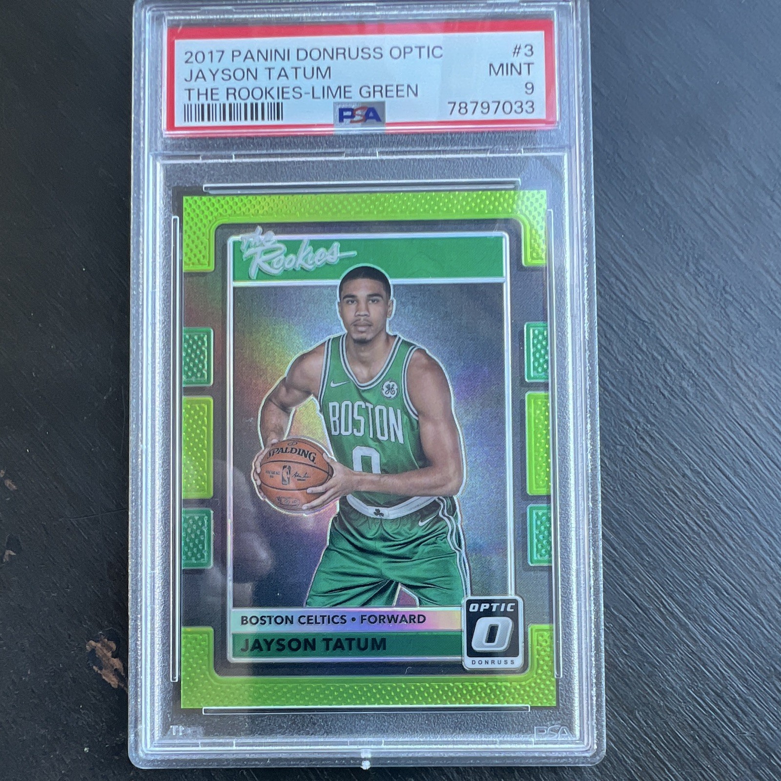 Panini Optic Jayson Tatum The Rookies Lime Green Prizm /175 PSA 9