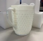 Vintage Anchor Hocking White Milk Glass Hobnail Pitcher 8" Tall Water Pitcher