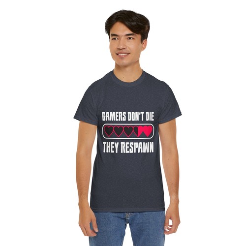 Gaming Video Games Unisex Heavy Cotton Tee T-Shirt 'Gamers Don't Die' - Picture 97 of 118