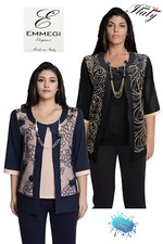 EMMEGI Completo twin set donna spolverino + top + collana made in Italy