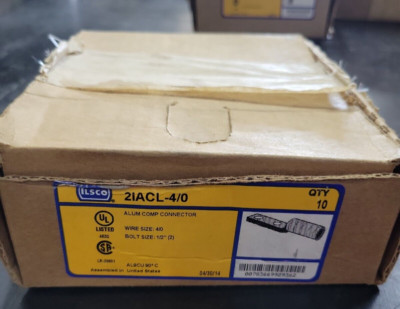 1- ILSCO IACL-4/0 Compression Lug, Size 4/0, 1 Hole, 1/2in Bolt Size NEW