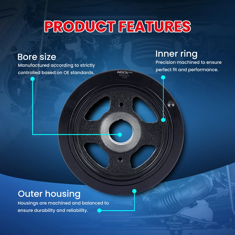 Harmonic Serpentine Belt Balancer for 02-06 Nissan Altima Sentra 2.5L 6PK2247 - Image 3 of 4