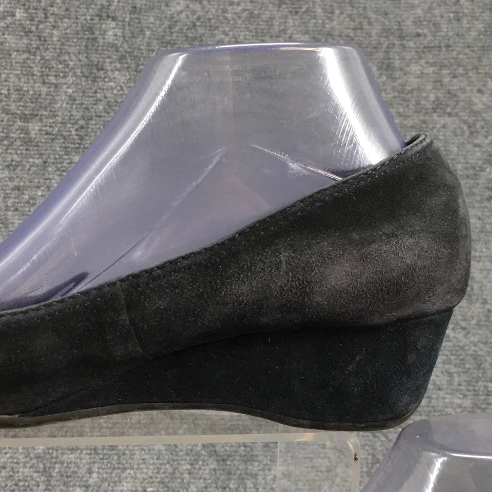 Zapatos de salón Anne Klein para mujer 7M Enrika informales sin cordones de cuña cuero gamuza negro Foto 4 de 4