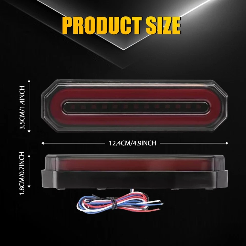 Luz de funcionamiento de freno de giro trasero LED de 5" lámpara DRL que fluye rojo ámbar universal 2 piezas Foto 2 de 4