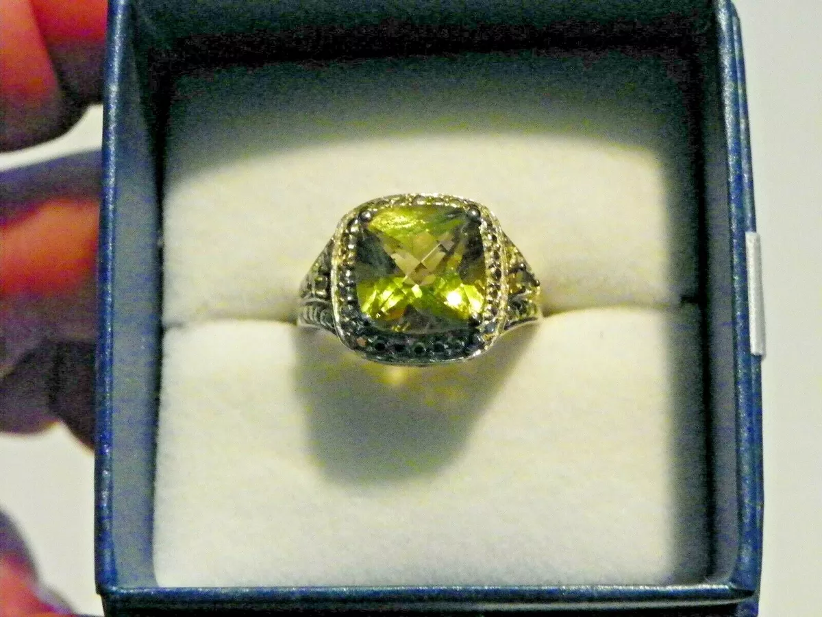 Khaki Topaz 5.25 ct Chrysoberyl ring in Platinum over Brass
