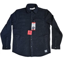 New Men's Rugged Elements Sweater Fleece Over Shirt Jacket Medium Black