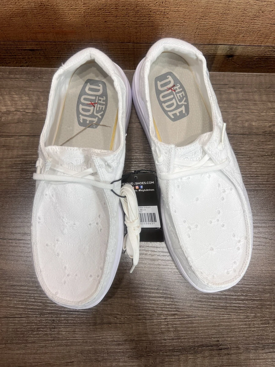 Hey Dude Wendy Rise Eyelet Chapel Bells White Comfort Slip On