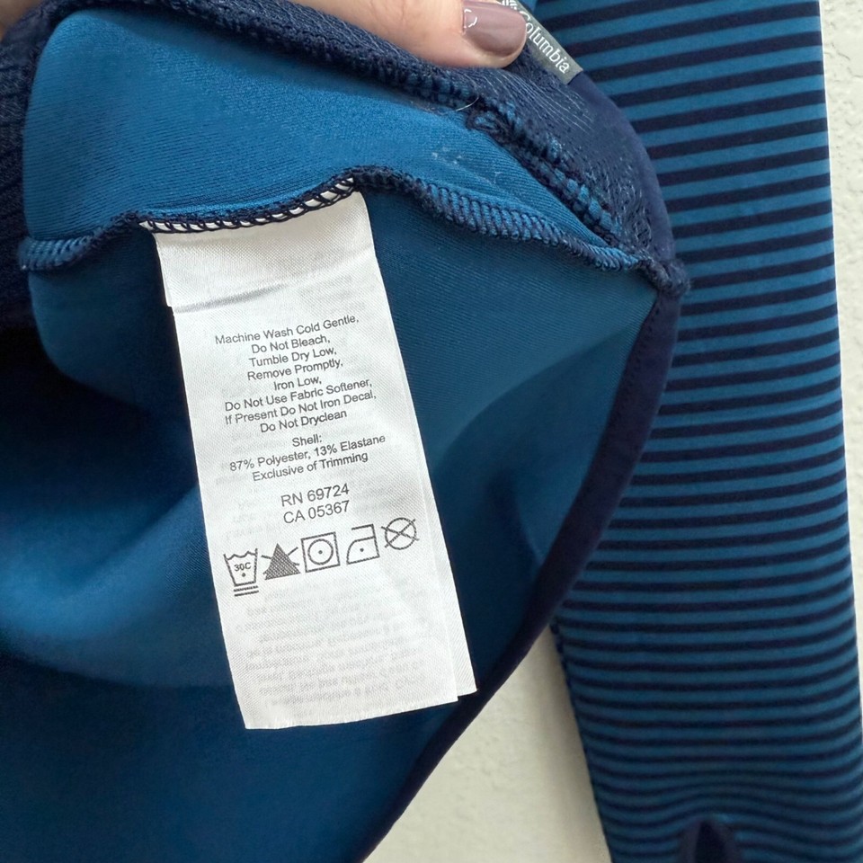 Columbia Castella Peak Blue Striped Omni Wick Pullover Hoodie AL1745