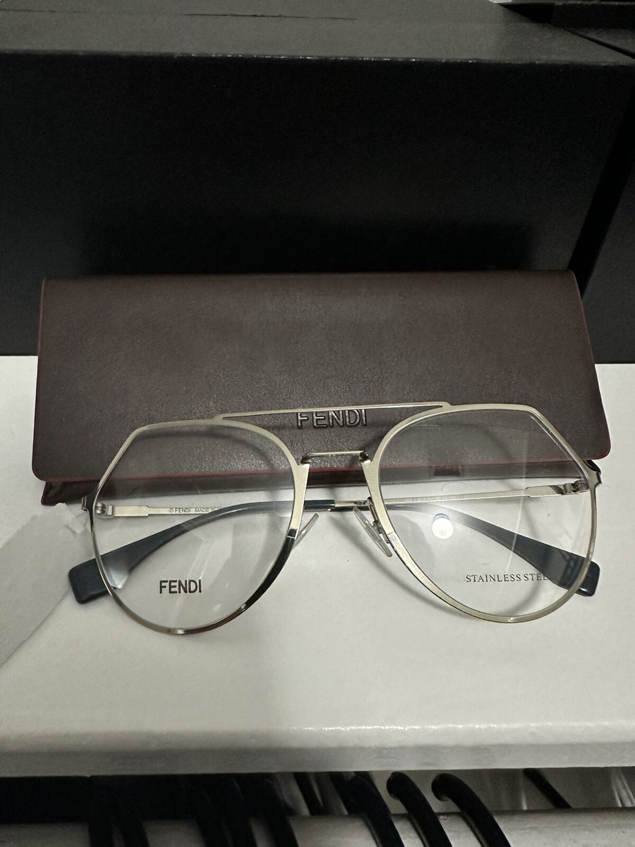 NEW! Unisex Fendi FF0329 Stainless Steel Rounded Geometric Eyeglasses Fendi FF 0329 J5G main image 3