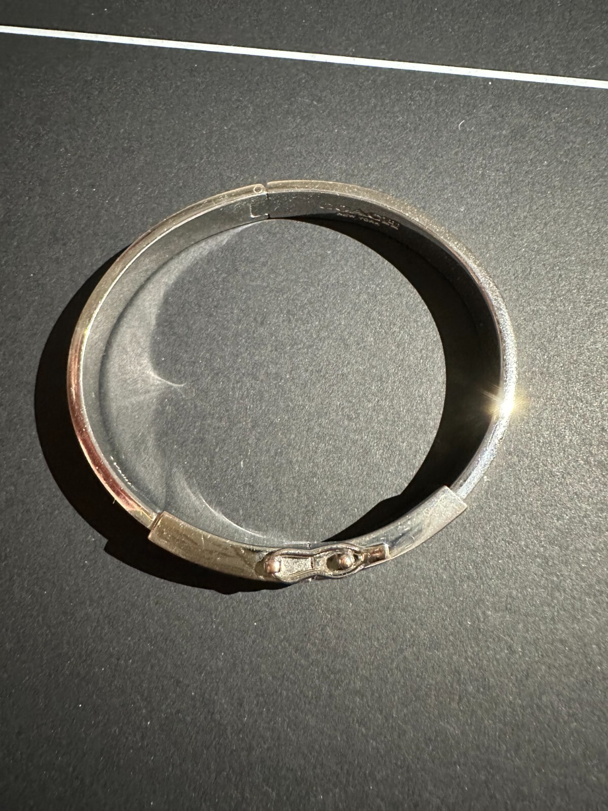 COACH *AUTHENTIC* SILVER HINGED BANGLE BRACELET - image 7