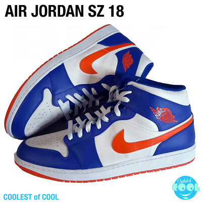 NIKE AIR JORDAN 1 MID GAME ROYAL BLUE RUSH ORANGE ''KNICKS'' SIZE 18 UNWORN NO BOX
