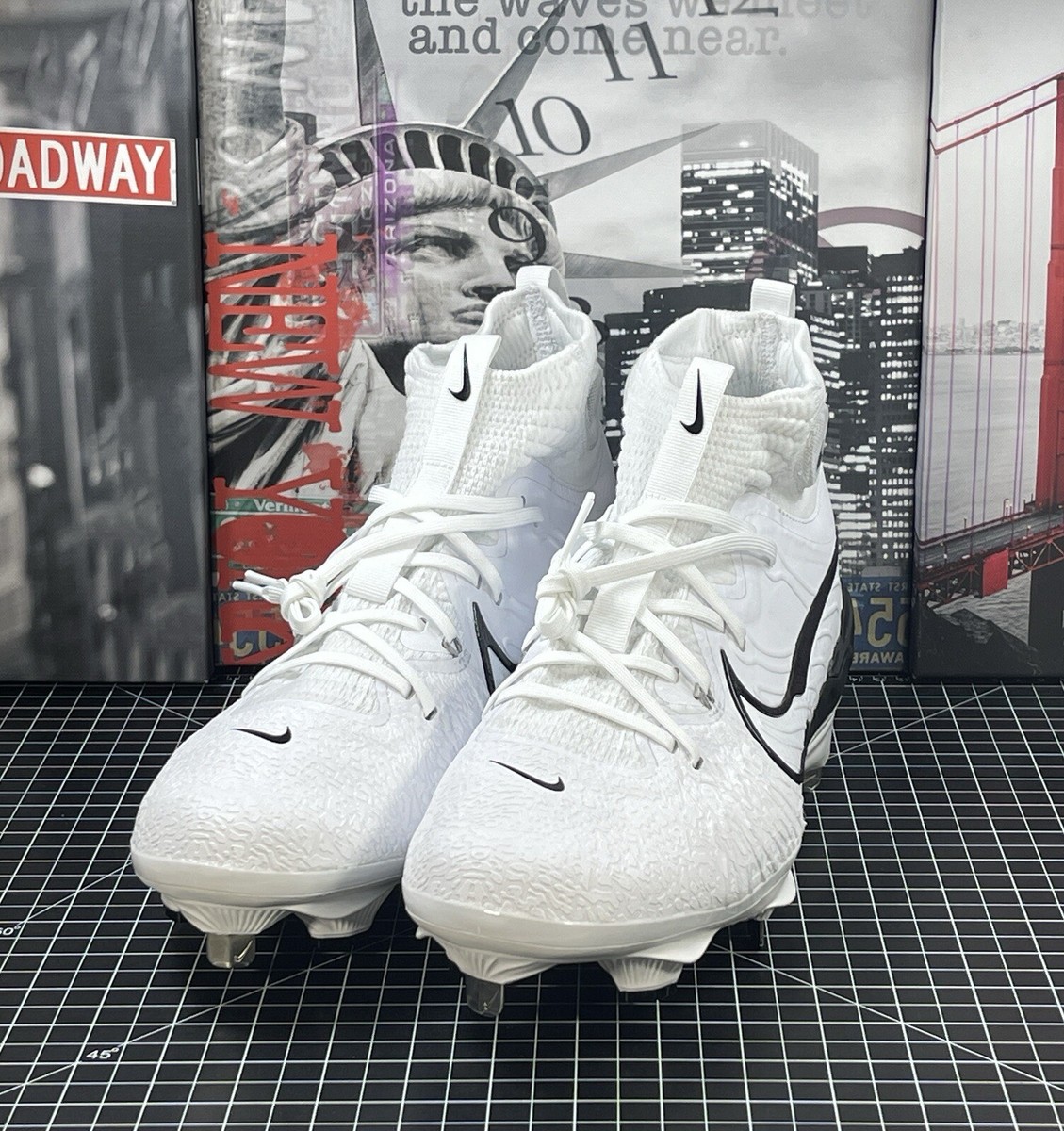 Nike Alpha Huarache NXT Metal Baseball Cleats White Black DJ6517
