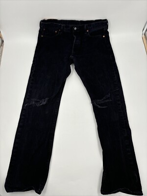 Levi Strauss 501 Mens Jeans W36 L34 Straight Fit Black