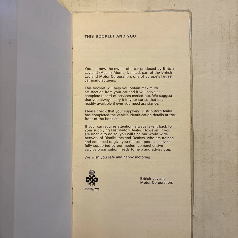 Austin Mini Cooper 1300 America NOS 1971 British Leyland Pasaporte al servicio Foto 2 de 4