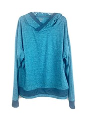 MONDETTA Women Large Teal Heathered Performance Luxury Soft Pullover Hoodie EUC
