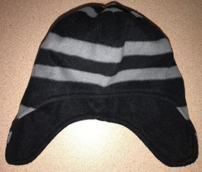 boys size to BLACK GRAY STRIPED FLEECE WINTER HAT ears covered TARGET  soft