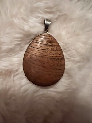 Dunkles Holz Träne Oval Statement Halskette 925 Sterling Silber Schmuck Anhänger